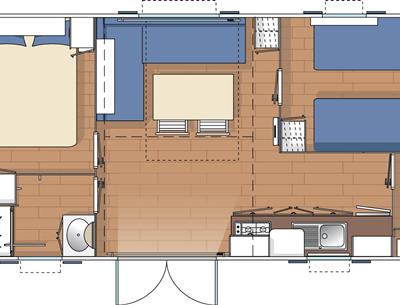 plan - Location de Mobil-home à Pornichet - Cottage Européen - 4/6personnes - camping Pornichet 3 étoiles avec piscine couverte et chauffée 