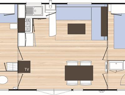 plan - Location de Mobil-home à Pornichet - Cottage Confort idéal pour 4/6 personnes