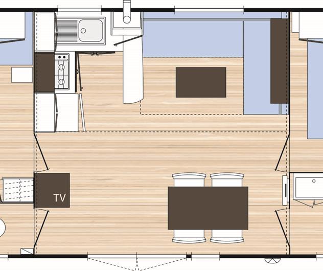 plan - Location de Mobil-home à Pornichet - Cottage Confort idéal pour 4/6 personnes