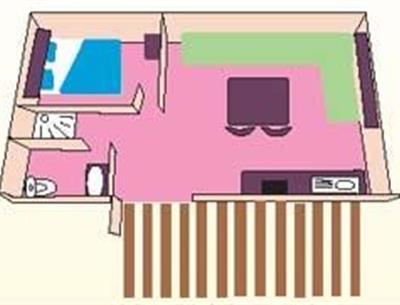 plan - Cottage Duo - 2/4 personnes avec terrasse dans camping Pornichet avec piscine couverte et chauffée 